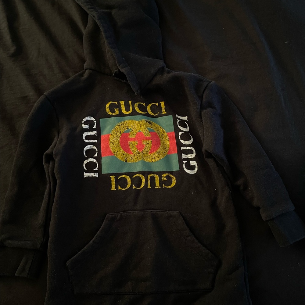 Gucci Toddler Hooded Sweatshirt Dress Sz 4